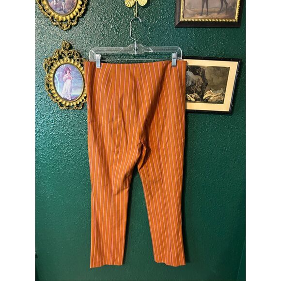 The Essential Slim by Anthropologie Pants Womens Size 8 Orange Striped Side Zip - Picture 2 of 4